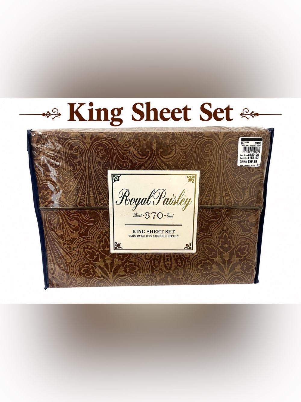 NEW King Sheet Set - Royal Paisley -Brown